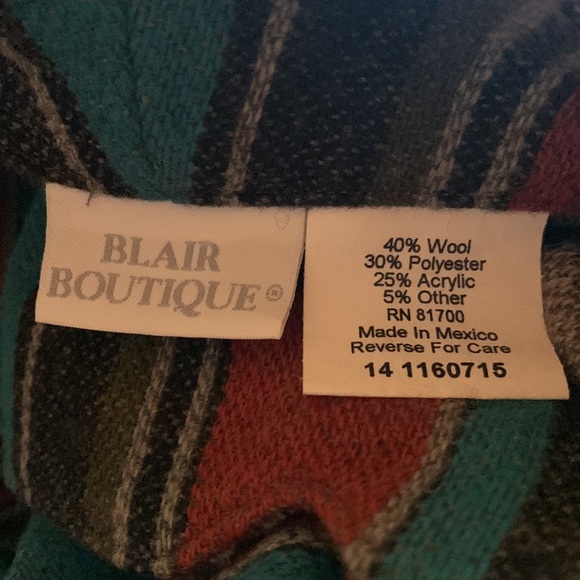 Vintage 80s Wool Blend Striped Print Collared V-Neck Long Sleeve Casual Jacket - Picture 16 of 16